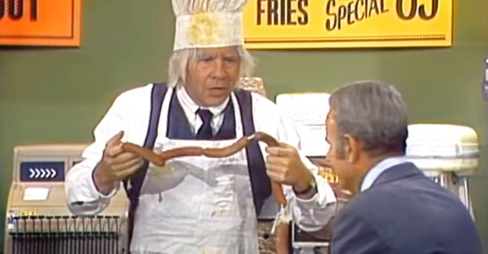 Unforgettable Laughter with Comedy Legends: Harvey Korman and Tim Conway in the Hilarious Hot Dog Vendor Sketch!