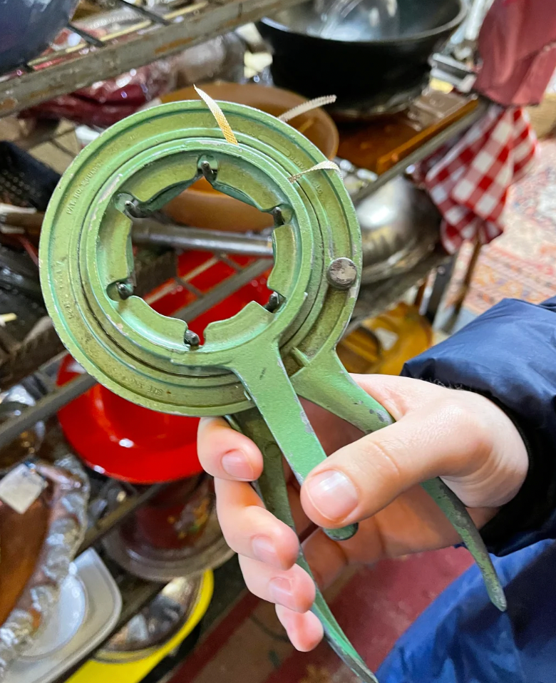 Unusual spiked circular green tool