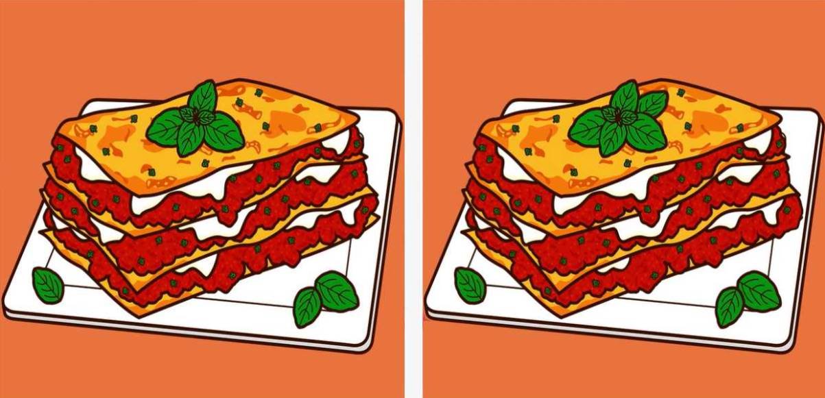 There’s no such thing as identical lasagnas! Find all 3 differences within 8 seconds!