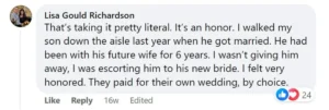 A father declined to cover the costs of his daughter’s wedding since she insisted on walking down the aisle without him.