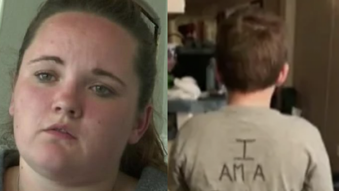 A mother gains online attention for the shirt she compelled her son to wear to school.