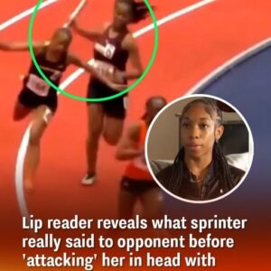 A lip reader has uncovered the actual words the sprinter directed at her opponent moments before striking her on the head with a baton. A lip reader has uncovered the actual words the sprinter directed at her opponent moments before striking her on the head with a baton.